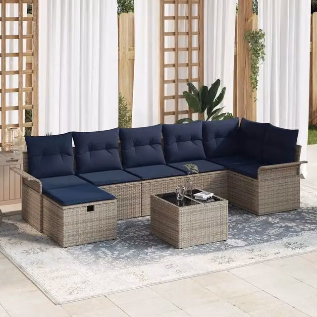 Set Divano da Giardino 8 pz Poly Rattan 3360246