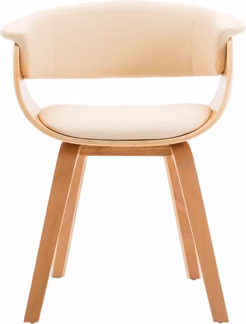 Sedia da Pranzo in Legno Piegato e Similpelle Crema 283130