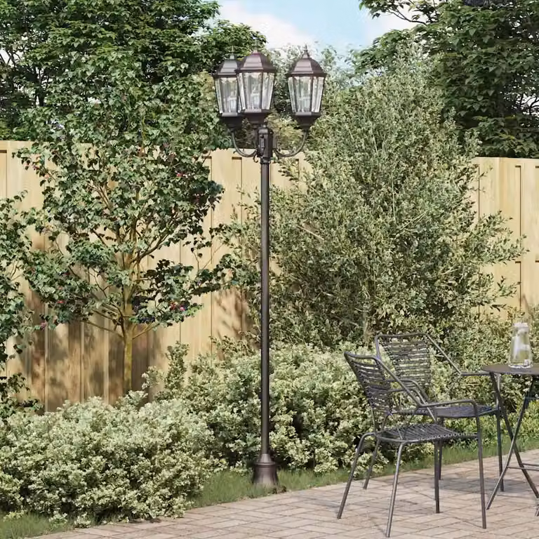 Luce da giardino vidaXL in alluminio e vetro, colore bronzo o nero, H x L x P: 241 x 57 x 49 cm
