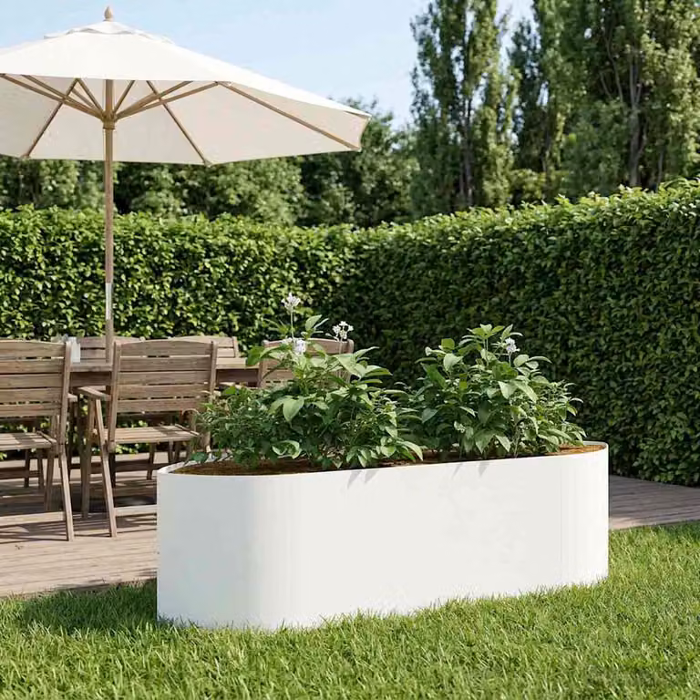 Letto rialzato da giardino vidaXL in acciaio bianco L: 140 cm, P: 40 cm, H: 40 cm