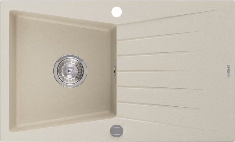 Mexen Cesar lavello in granito 1-vasca con sgocciolatoio 775 x 470 mm, beige, sifone cromato - 6514771010-69