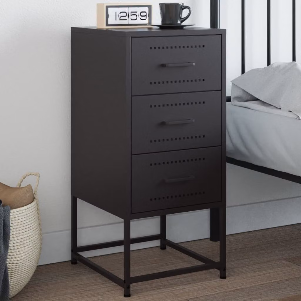 vidaXL Comodino in Metallo Nero Opaco da Appendere al Muro L: 36 cm, P: 39 cm, H: 78 cm