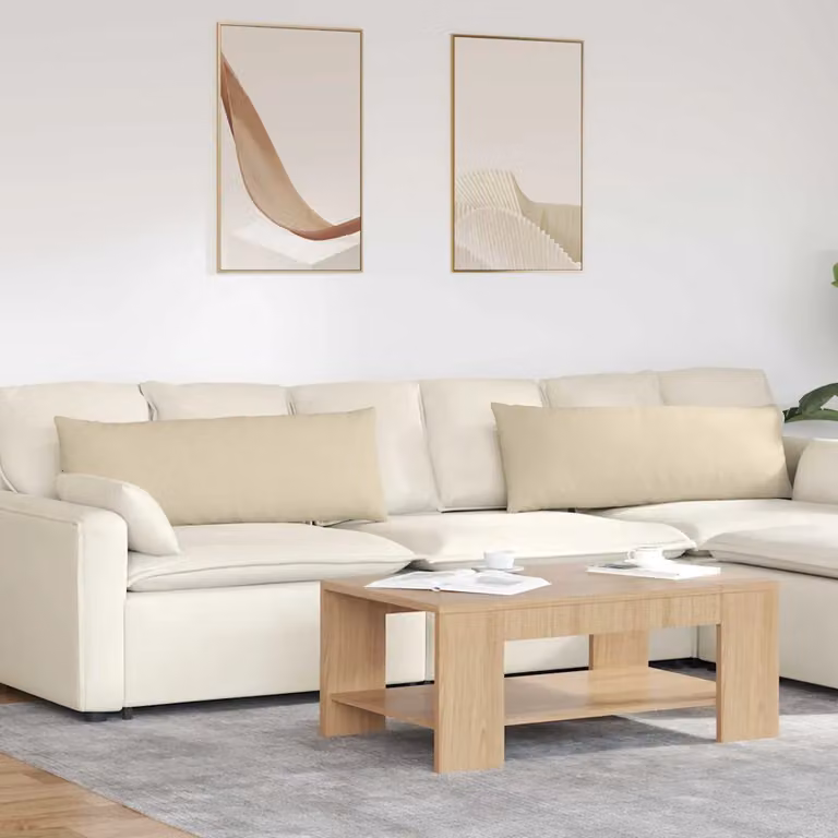 Set di 2 cuscini da divano vidaXL in tessuto beige con rivestimento rimovibile, L 120 cm x P 40 cm x H 40 cm