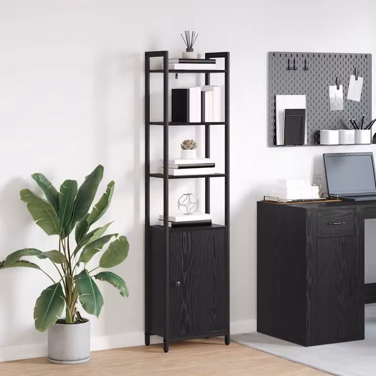 vidaXL Armadio per Libri Industrial con 6 Livelli in MDF e Metallo, Colore Rovere Nero, L 40 x P 24 x H 161 cm