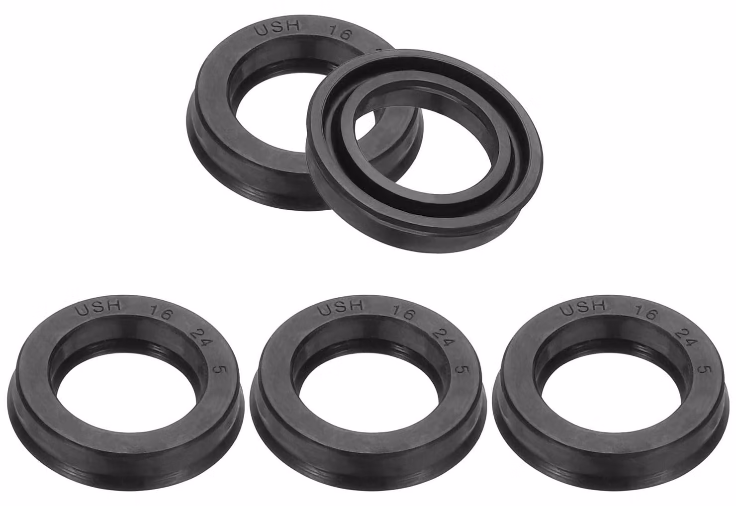 Guarnizione in gomma nitrilica, dimensioni 16x24x5 mm, confezione da 5 pezzi, colore nero