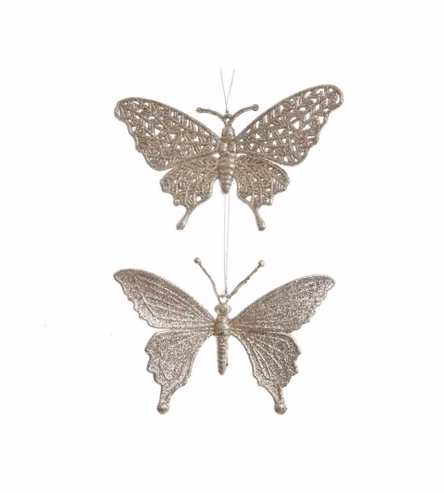 Decoro farfalla mis.1x16x10 cm colori perla 2 pz