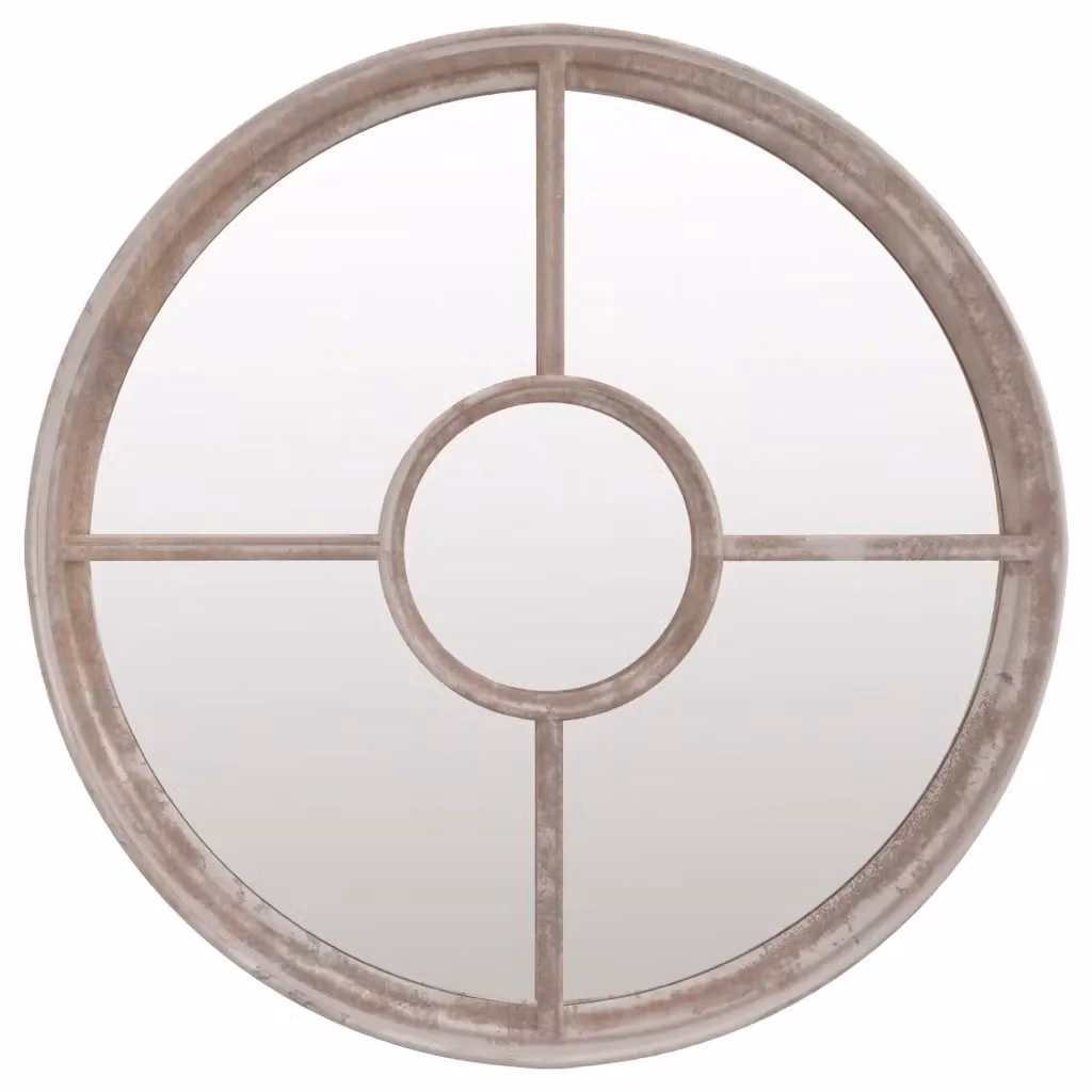 Specchio decorativo da esterno Design Mania in ferro rotondo colore sabbia L: 60 cm, P: 4 cm – 2