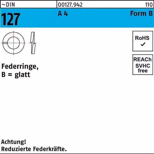 Rondelle elastiche Reyher 127 V4a B 24 (25 pezzi)