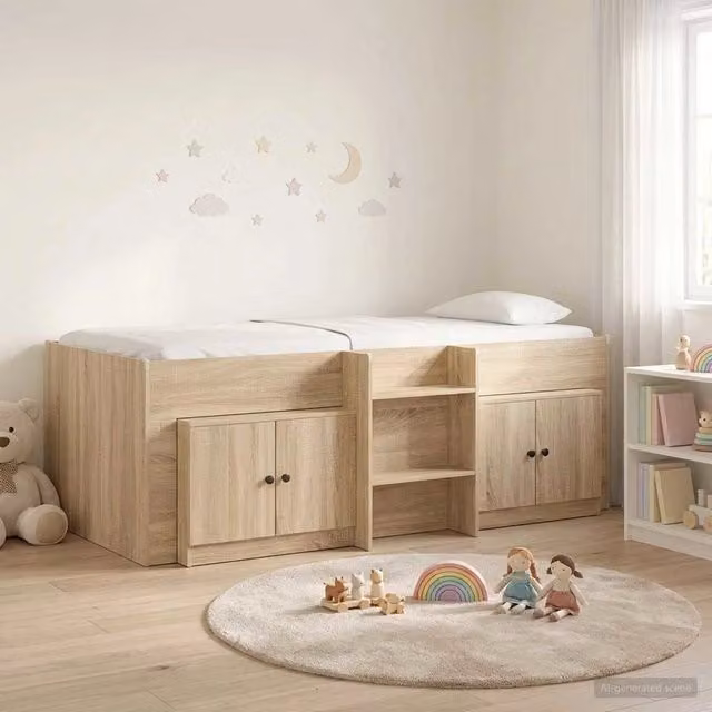 Struttura Letto Loft con Mobile con porta 3 pz Rovere Sonoma 3423368