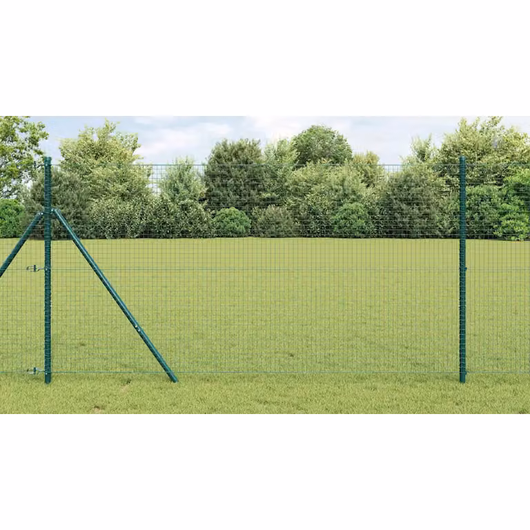 Recinzione a rete saldata da fissare a terra vidaXL in acciaio e PVC verde L: 1000 cm, H: 100 cm, P: 25 cm