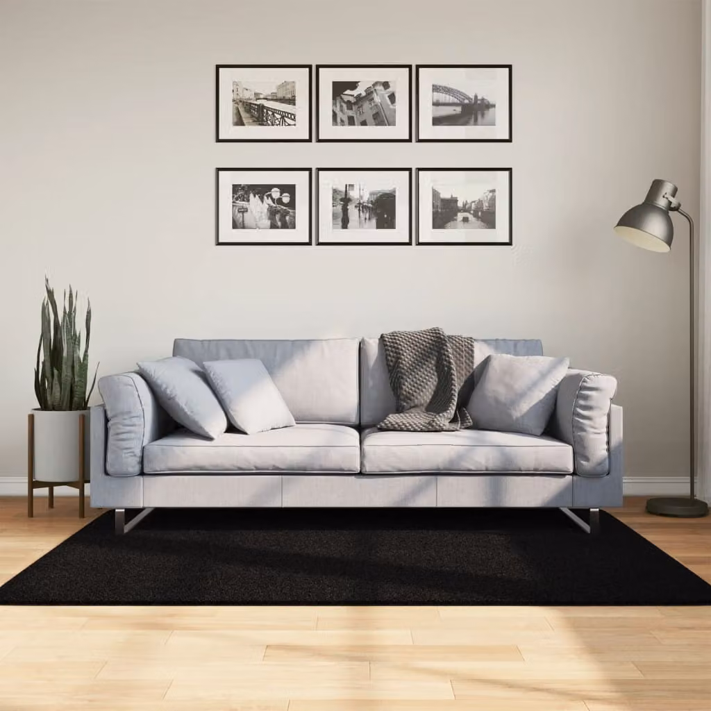 Tappeto a pelo corto vidaXL HUARTE nero, morbido e lavabile, L 120 cm x P 170 cm