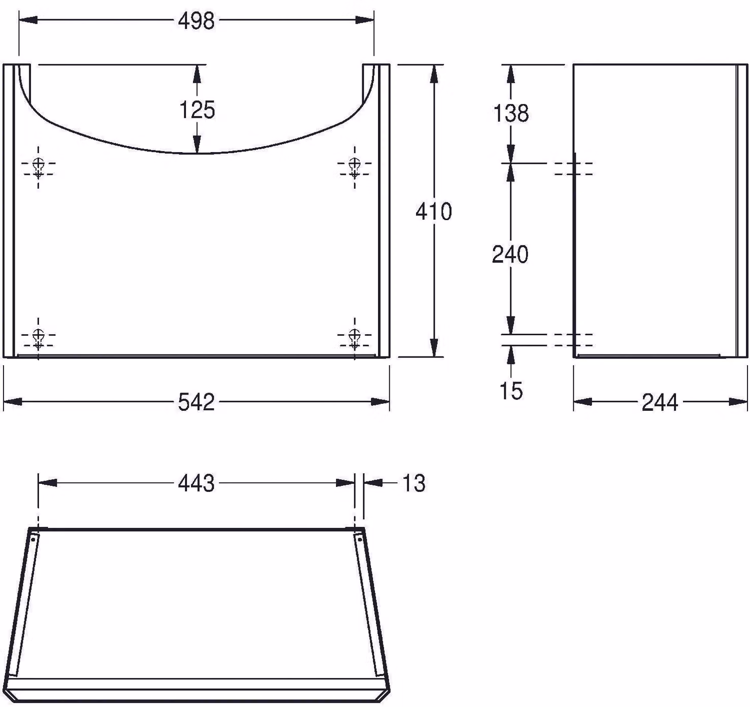 KWC AR Coperchio per sifone, ANIMA, acciaio inox, 542x410x244 mm, montaggio esterno