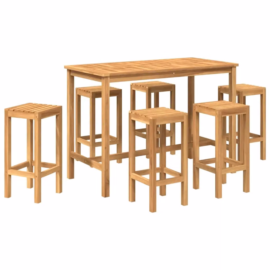 Set Bar da Esterno vidaXL in Legno di Teak Naturale Marrone 7 Pezzi – 2
