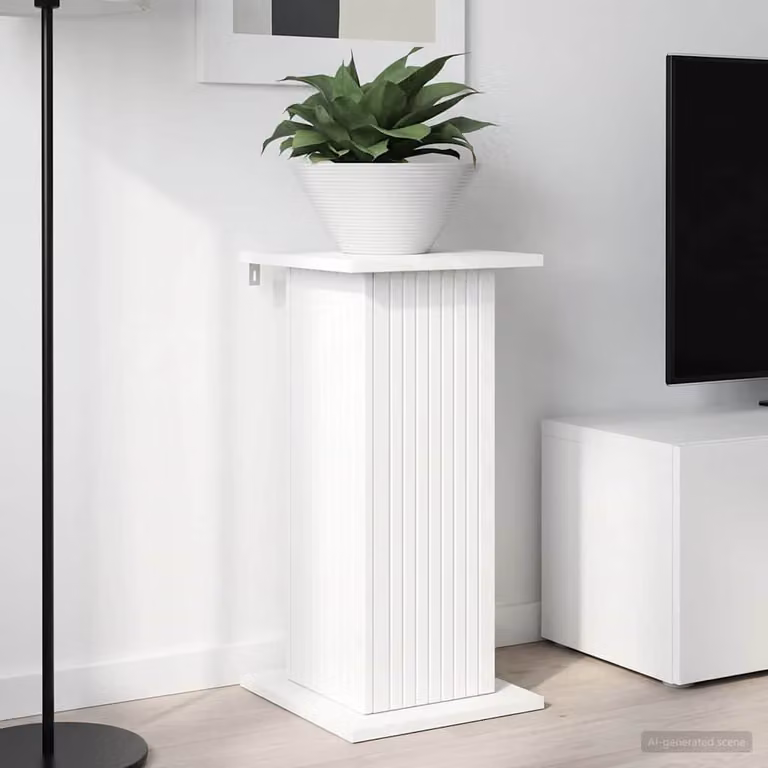 vidaXL Supporto per piante moderno in legno MDF bianco L/P/H: 30,5 x 30,0 x 60,5 cm