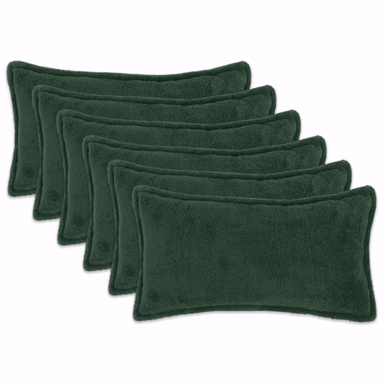 Set di 6 federe vidaXL HOUTEN in tessuto bouclé verde scuro, L 70 x P 40 cm