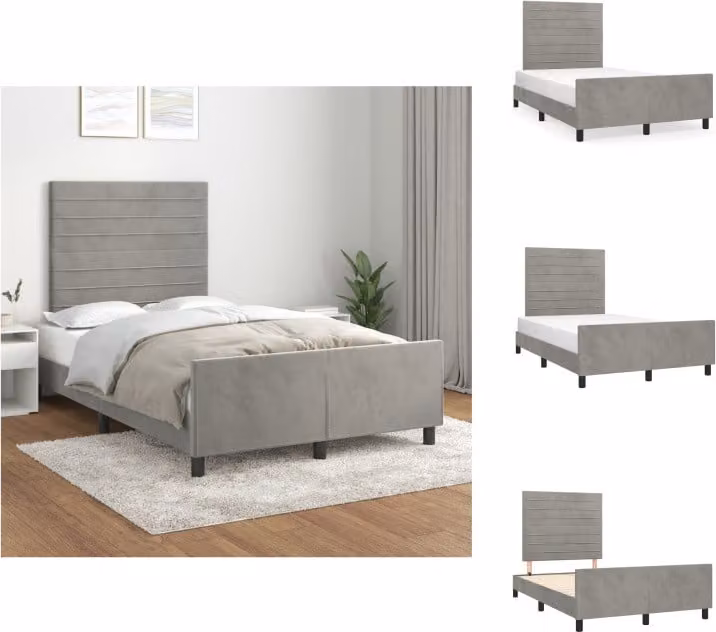 vidaXL Letto con testiera in velluto grigio chiaro 120x200 cm - Letti & Reti