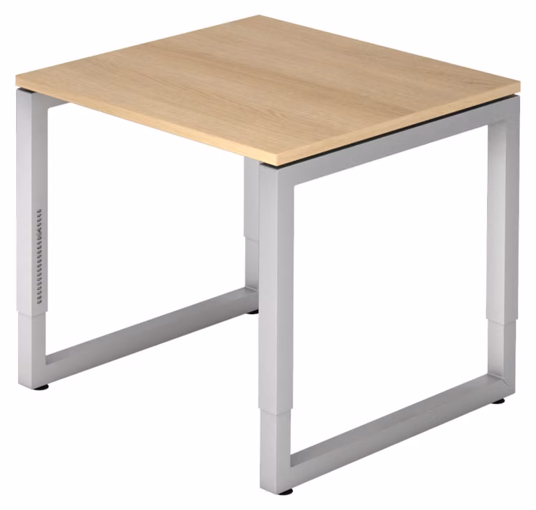 bümö Scrivania Serie-R - Struttura: argento, dimensioni: 80 x 80 cm, decorazione: rovere