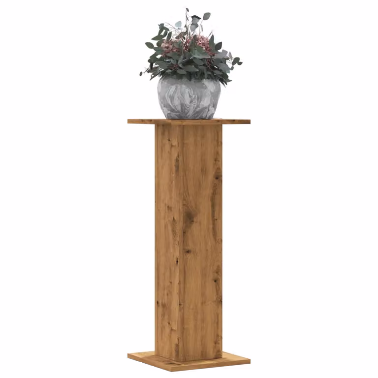 Set di 2 supporti per piante vidaXL in legno color rovere con finitura opaca, L/P/H: 30 x 30 x 80 cm