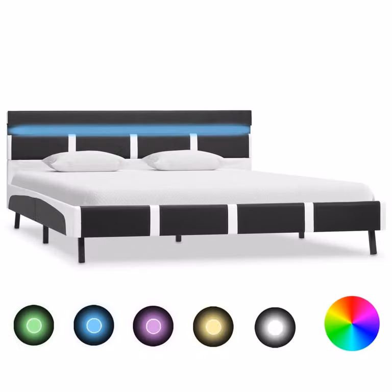 The Living Store Struttura letto con LED in ecopelle grigia 120×200 cm