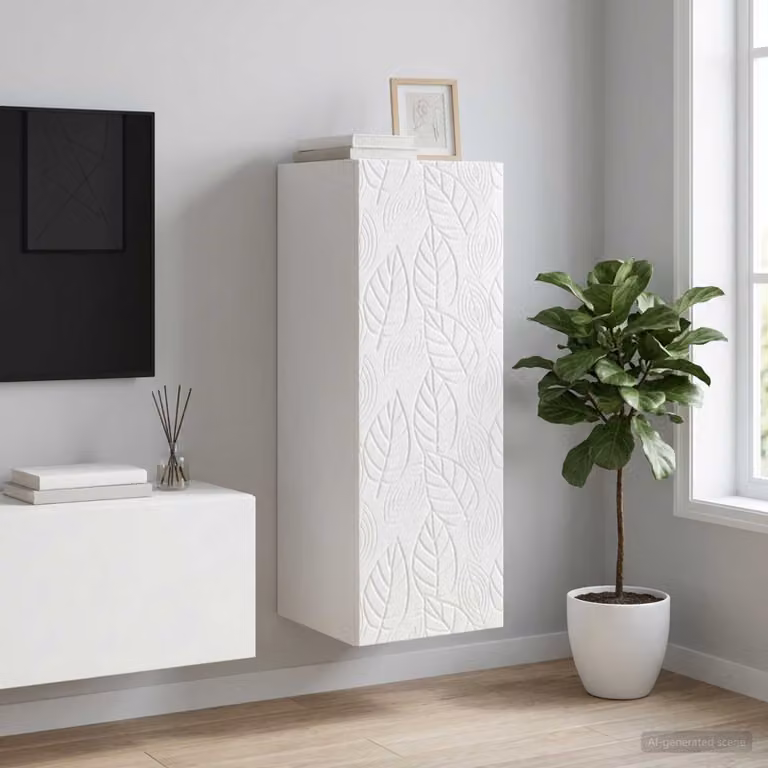 vidaXL Mobiletto a muro bianco lucido in MDF con ante a battente e ripiani interni L/P/H: 33 x 34,5 x 90 cm
