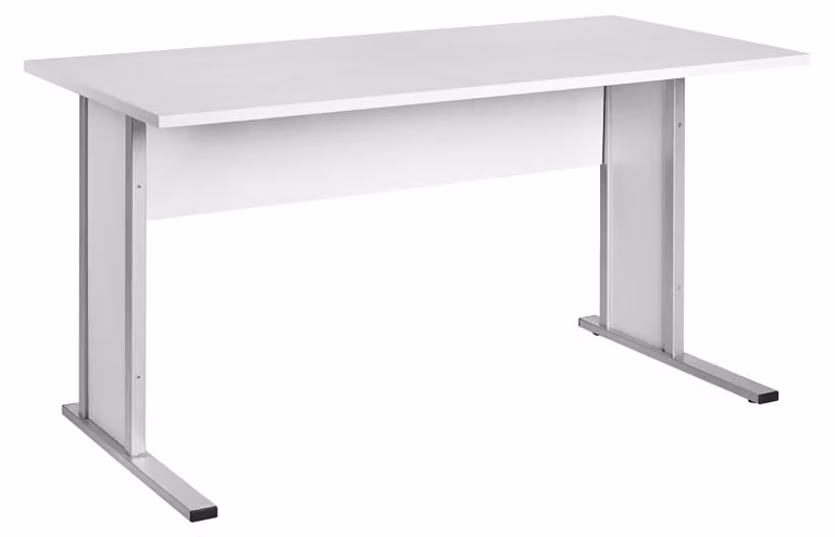 Piano scrivania moderno, 140 x 65 cm, color grigio chiaro