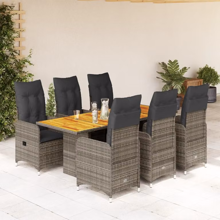 Maison Exclusive - Set da giardino bistrot 7 pezzi con cuscini grigio in polyrattan