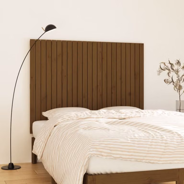Testiera da parete vidaXL in legno massello di pino, colore marrone, L 146,5 x P 3 x H 110 cm