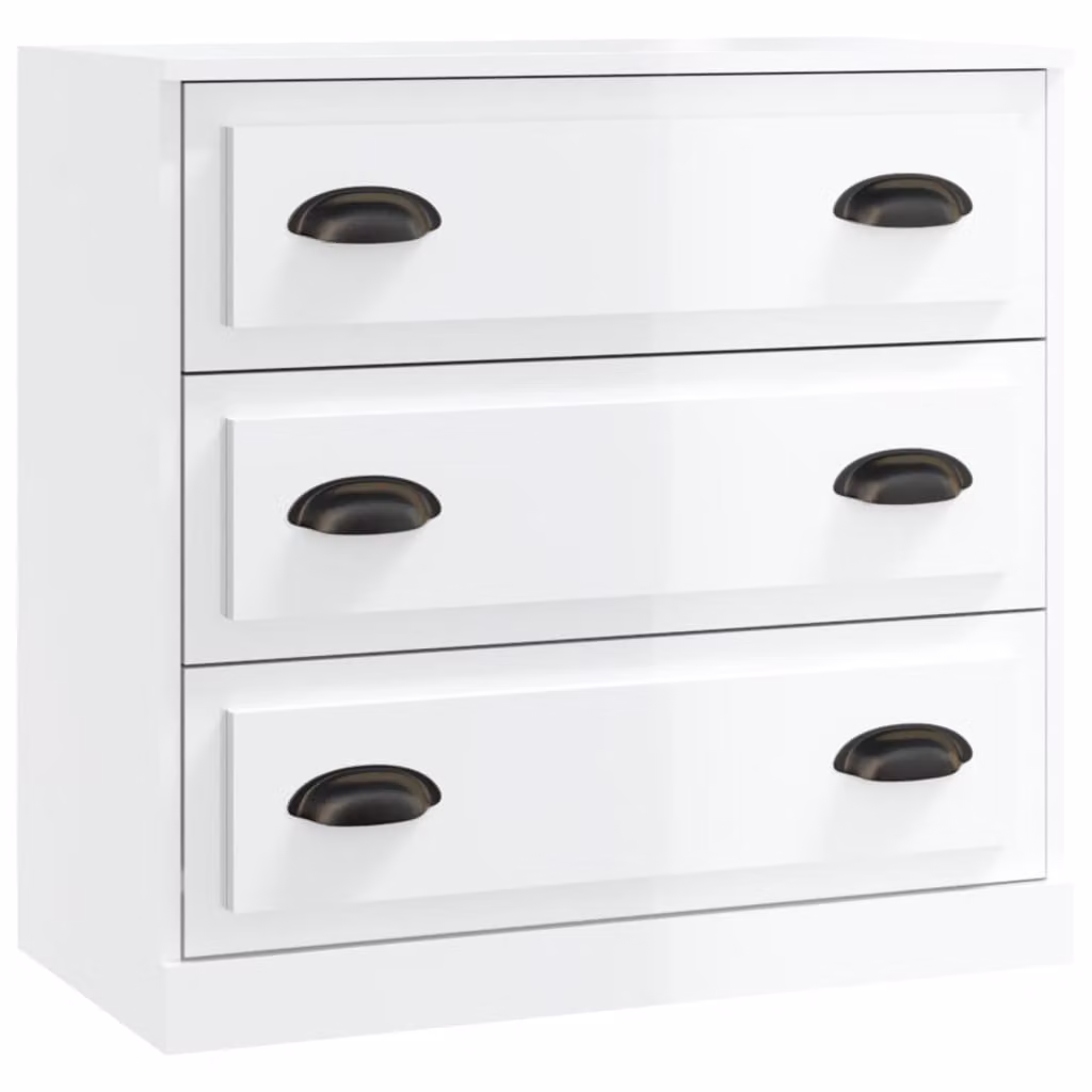 Credenza Bianco Lucido 70x35,5x67,5 cm in Legno Multistrato