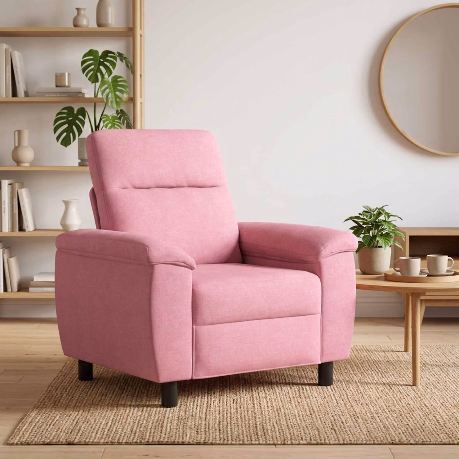 Divano moderno vidaXL in tessuto rosa L/P/H: 95 x 90 x 95 cm