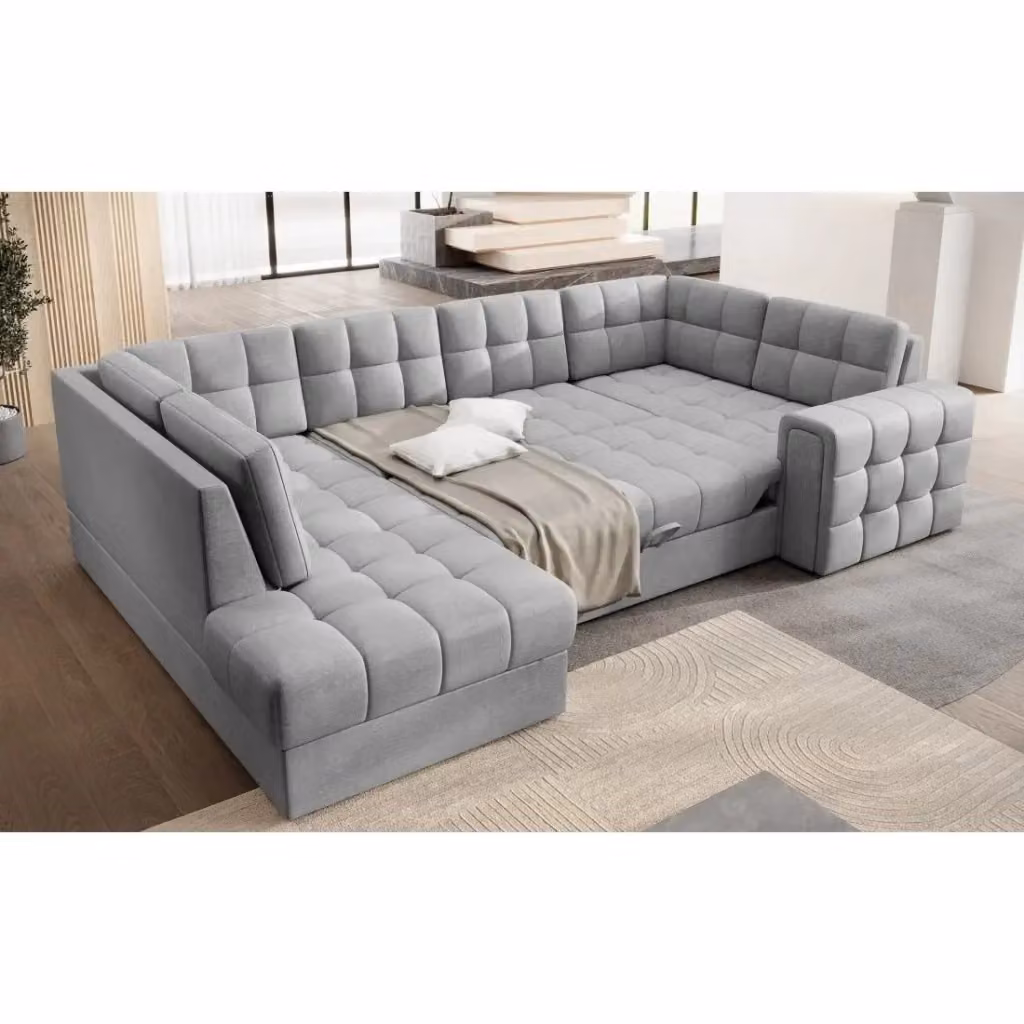 Divano ad angolo convertibile MONTEZA MEUBLORAMA grigio con contenitore e funzione letto, L: 299 cm – 2