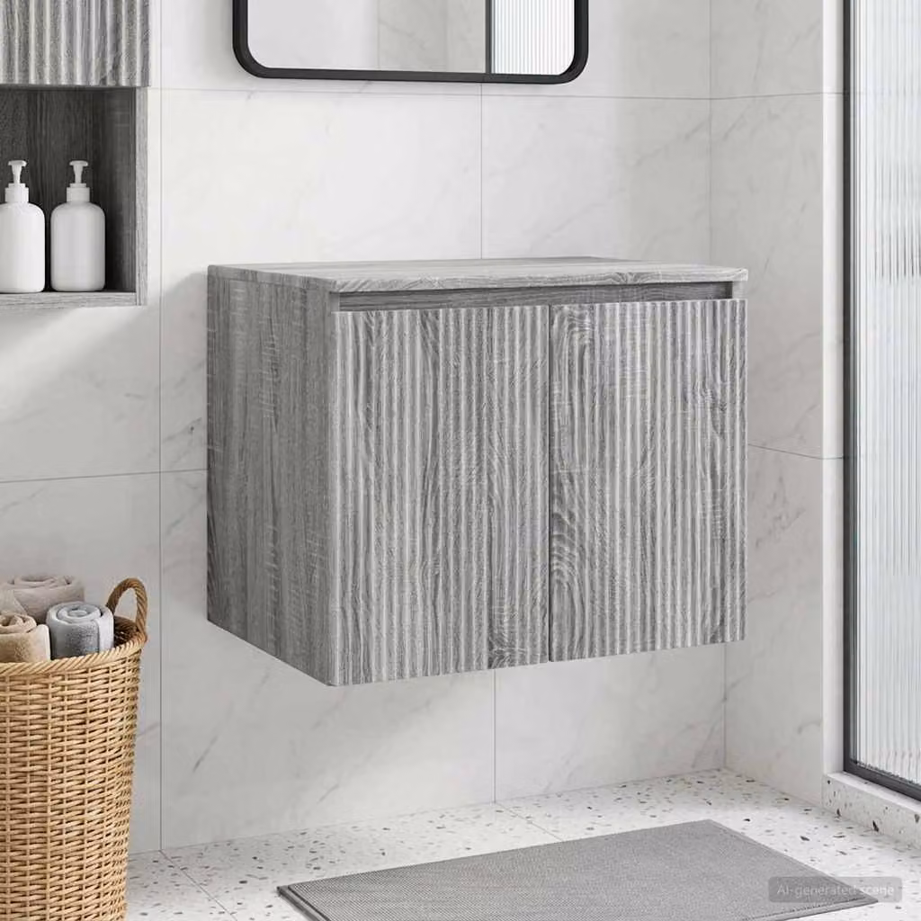 Mobiletto da bagno a muro vidaXL in stile moderno, colore grigio, L 62,5 x P 44,5 x H 50 cm