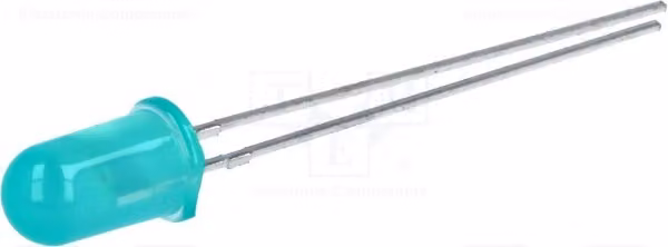 2 LED a montaggio superficiale (THT) da 5 mm, colore verde, 2 mA, 1-2,3 mcd, angolo di visione 50°, tensione di funzionamento 1,9-2,2 V, modello HLMP-4740