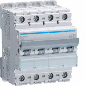 Interruttore Hager LS 4 poli 10kA/15kA C-25A 4M NCN425