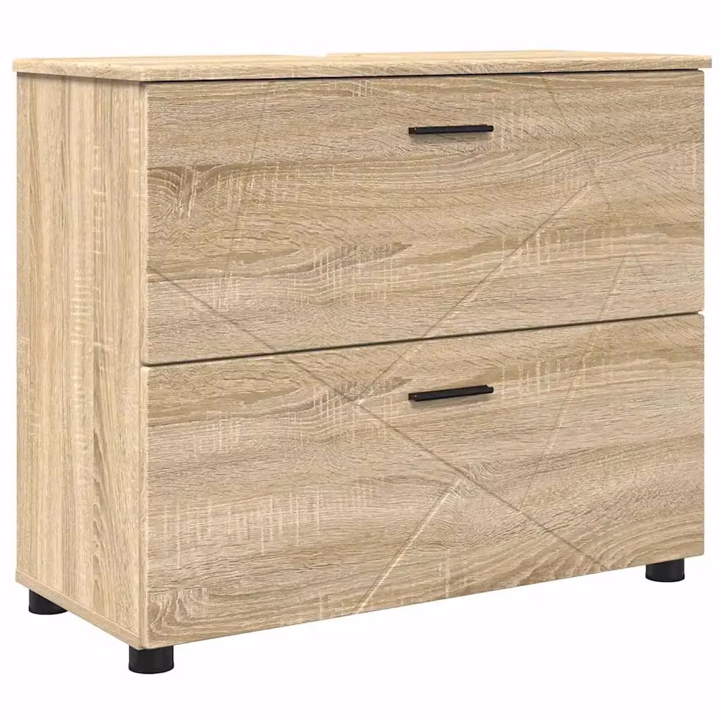 Mobile da Bagno Moderno vidaXL in Legno Marrone con Ante a Battente e Ripiani Interni L: 76,5 cm, P: 35 cm, H: 64 cm – 2