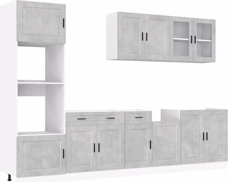 Set Mobili da Cucina 7 pz Kalmar Grigio Cemento in Truciolato