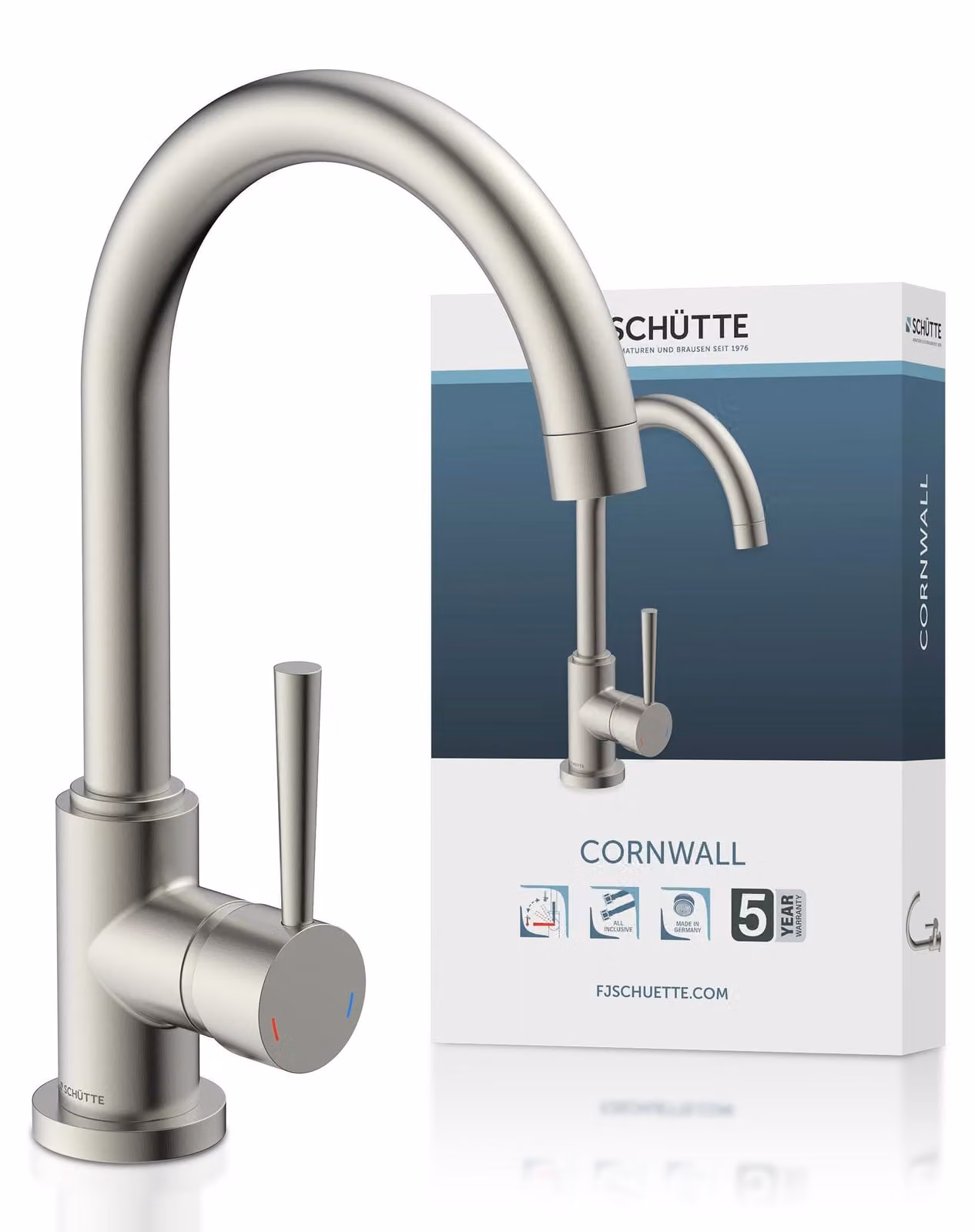 Rubinetto da cucina, girevole a 360°, con apertura a freddo, finitura cromata spazzolata, realizzato in ottone
