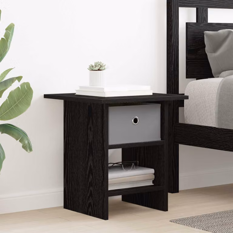 Comodino moderno vidaXL in legno ingegnerizzato nero opaco L 41 x P 40 x H 45 cm