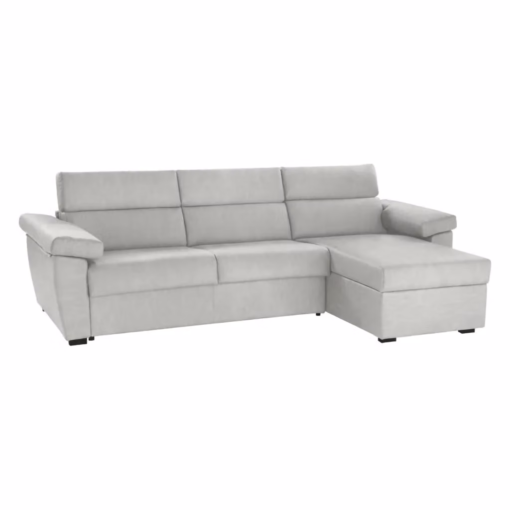 Divano angolare Ceto DMORA Made in Italy con penisola sfoderabile e reversibile, Grigio, L 285 x P 160 cm – 2