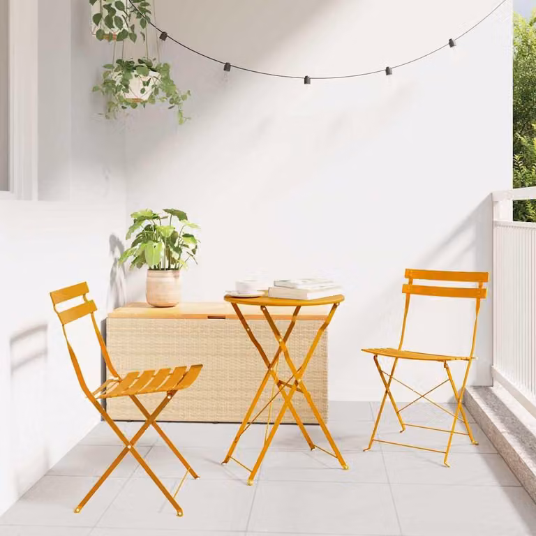 Maison Exclusive - Set da bistrot pieghevole, 3 pezzi, colore senape, acciaio