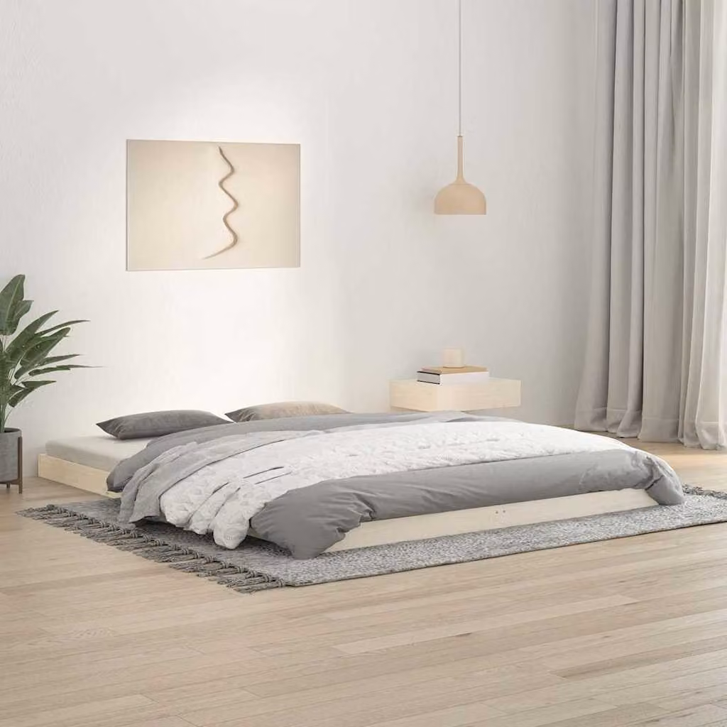 vidaXL Giroletto in legno di pino massello bianco con doghe fisse L/P/H: 203.5 x 150 x 154 cm