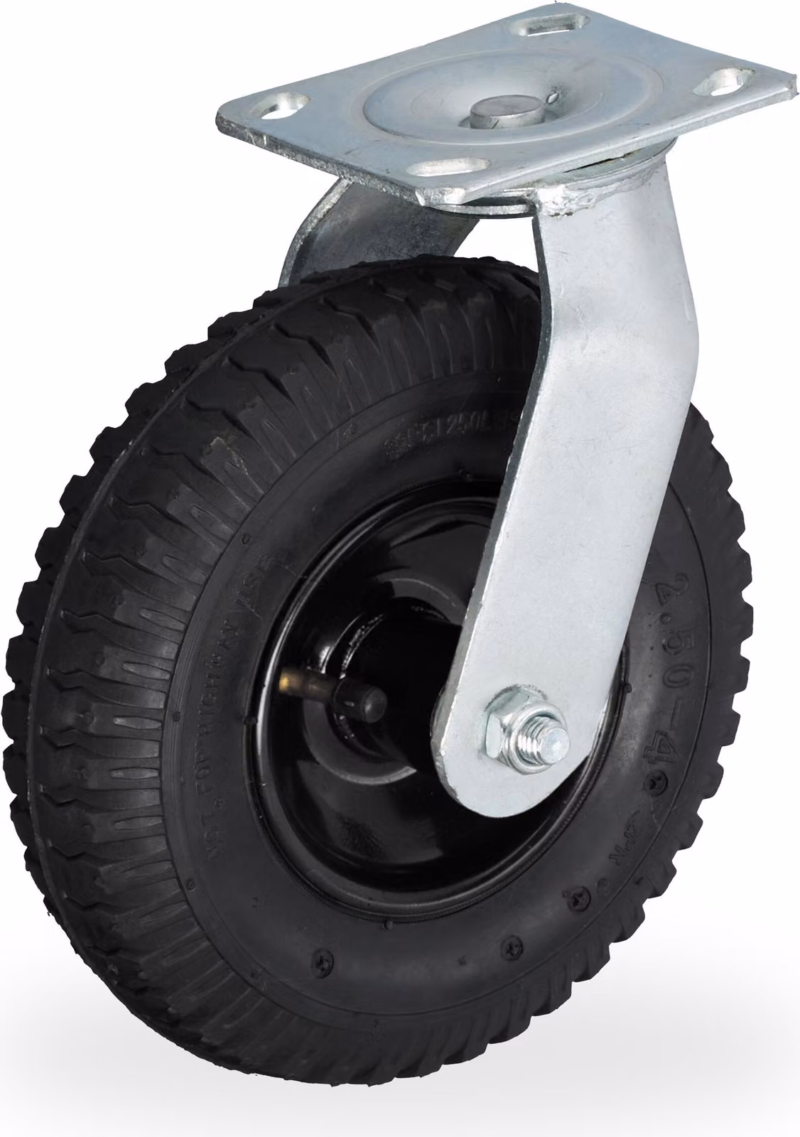 Ruota orientabile Relaxdays, con pneumatico, 2,50-4, ruota da trasporto per carichi pesanti, piastra in acciaio da avvitare, fino a 120 kg, nera