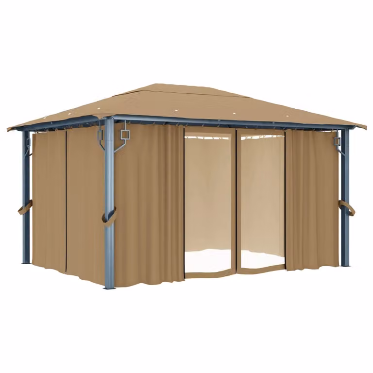 Gazebo con Tenda 400x300 cm Grigio Talpa in Alluminio
