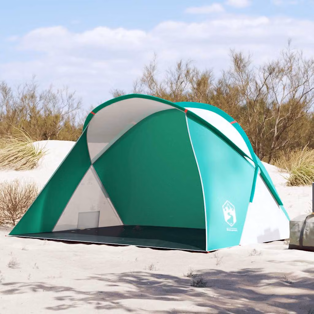 vidaXL Tenda da Spiaggia Pop-Up per 2 Persone, Verde Mare, Impermeabile in Poliestere, L/P/H: 225 x 115 x 70 cm