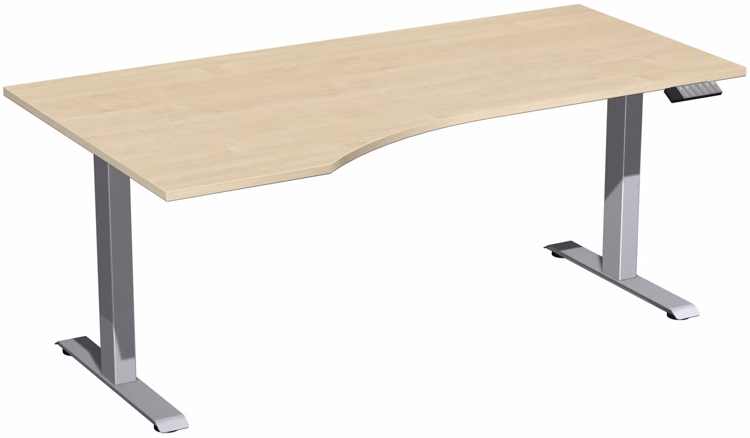 Tavolo elevatore elettrico, regolabile in altezza a sinistra, 1800x1000x730-1230, acero/argento