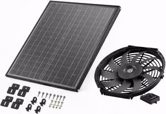 VEVOR Ventilatore di scarico solare nero con termostato regolabile e griglia esterna, diametro: 340 mm, altezza: 70 mm
