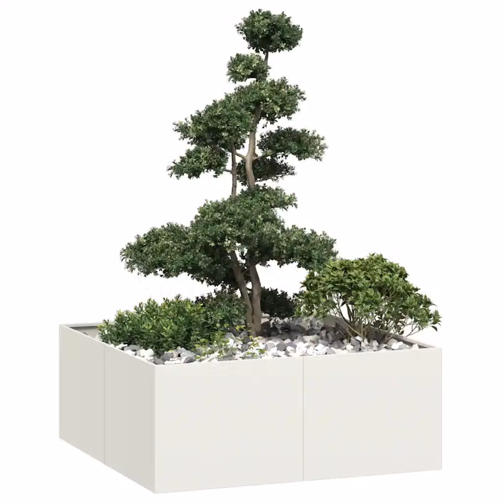 Fioriera bianca vidaXL in acciaio per orto e giardino L/P/H: 100 x 100 x 40 cm