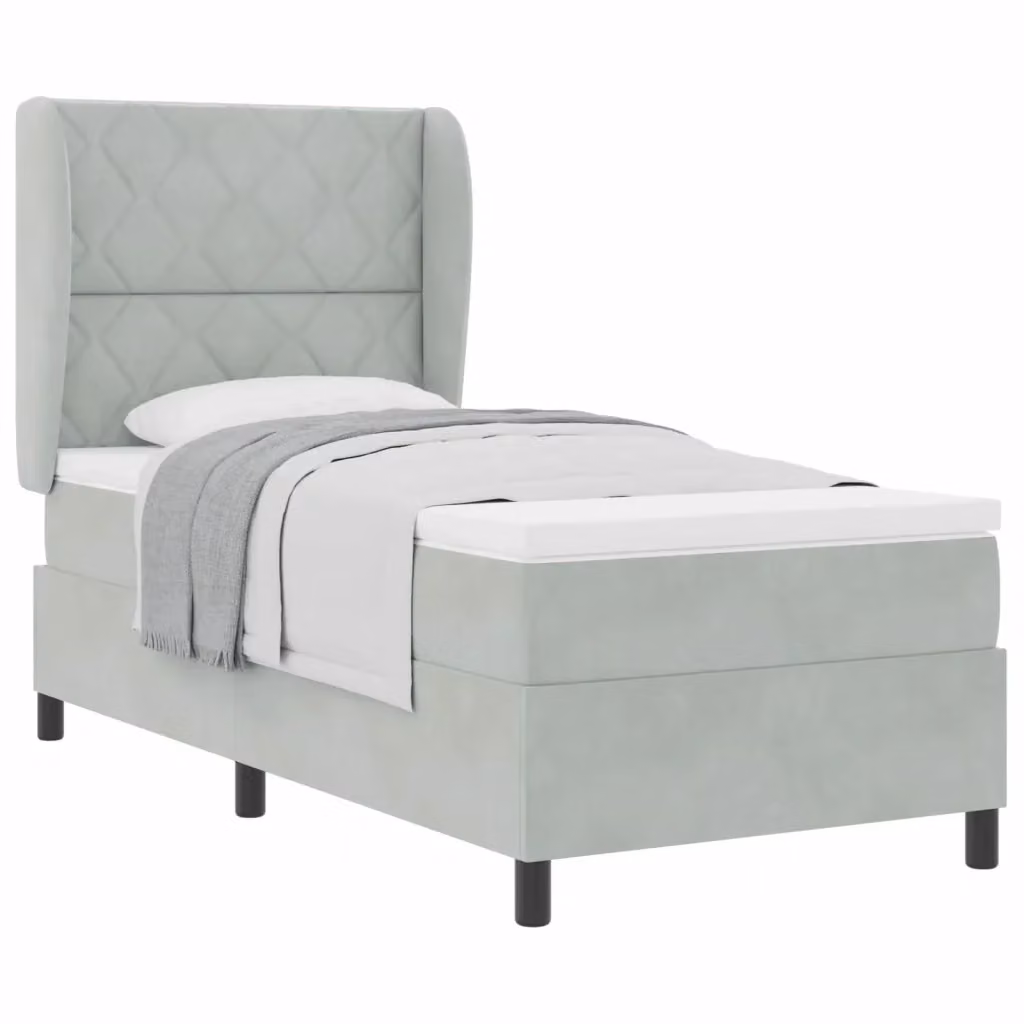 Letto ibrido con testiera in velluto grigio vidaXL L: 200 cm, P: 100 cm, H: 128 cm – 2