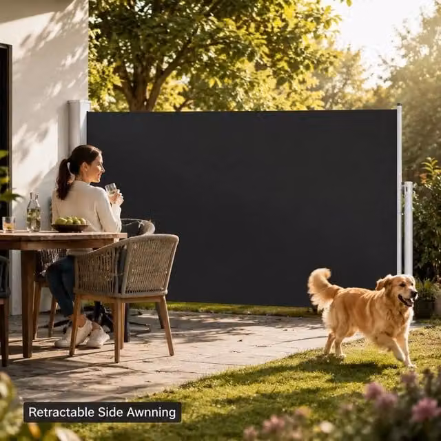 Extendable Side Awning 180x500 Cm Black