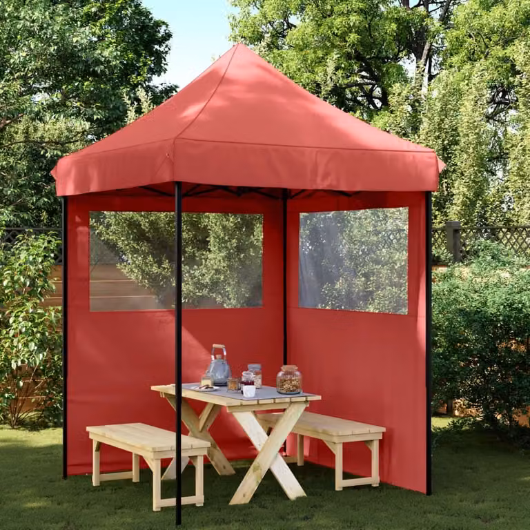 Tendone per feste vidaXL pieghevole pop-up con 2 pareti rosso e nero L/P/H: 306 x 200 x 200 cm