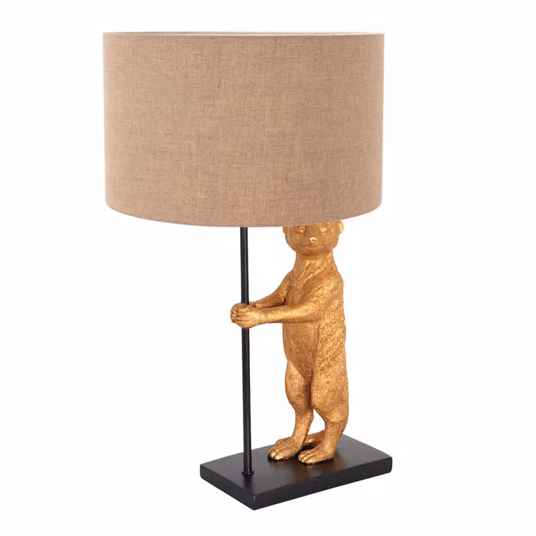 Lampada da tavolo - nero - Animaux - lino metallo tessile - Ø 30cm - E27 - 8224ZW - Anne Lighting
